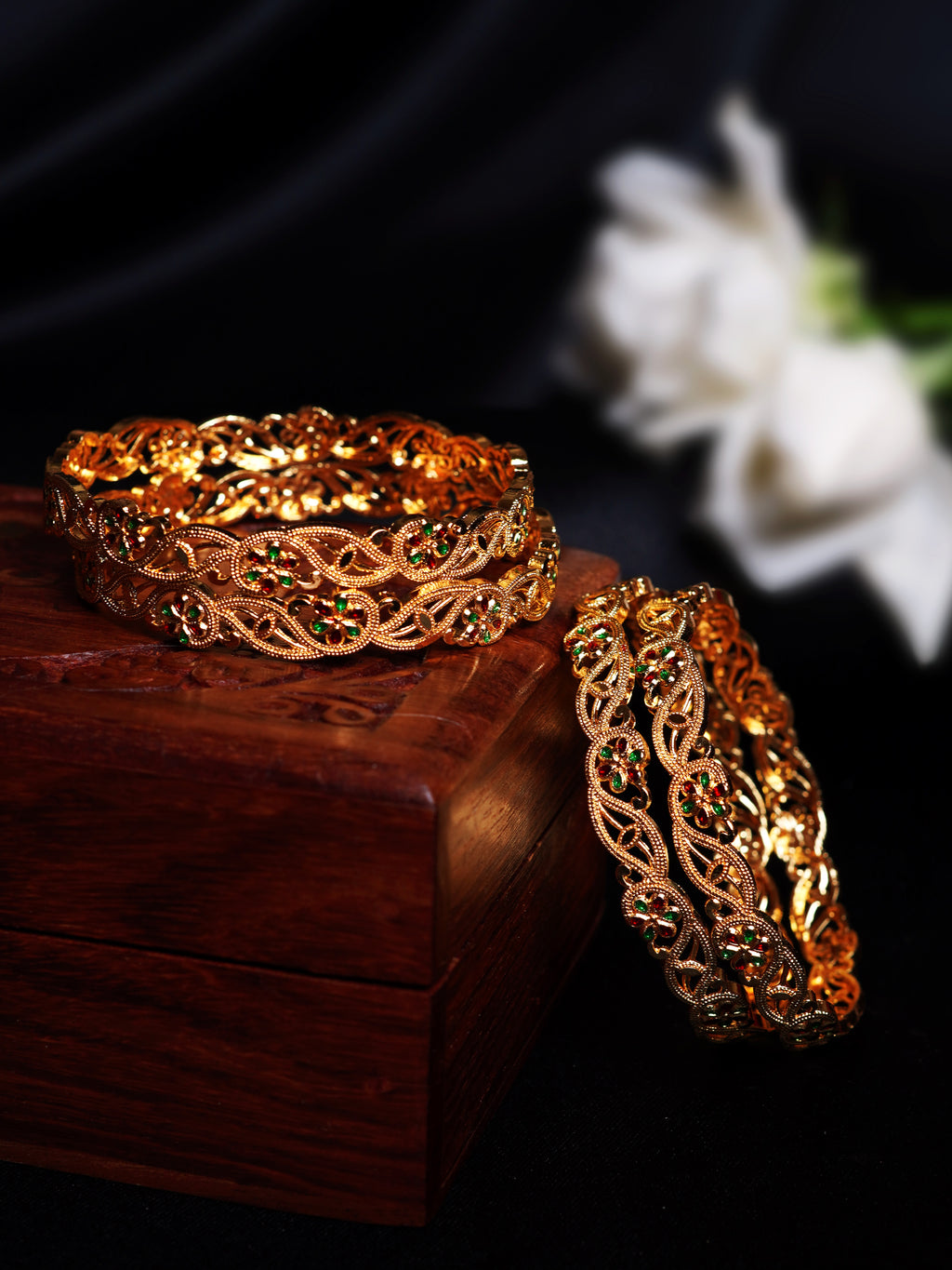 Meenakari Flower Jali Bangle Set