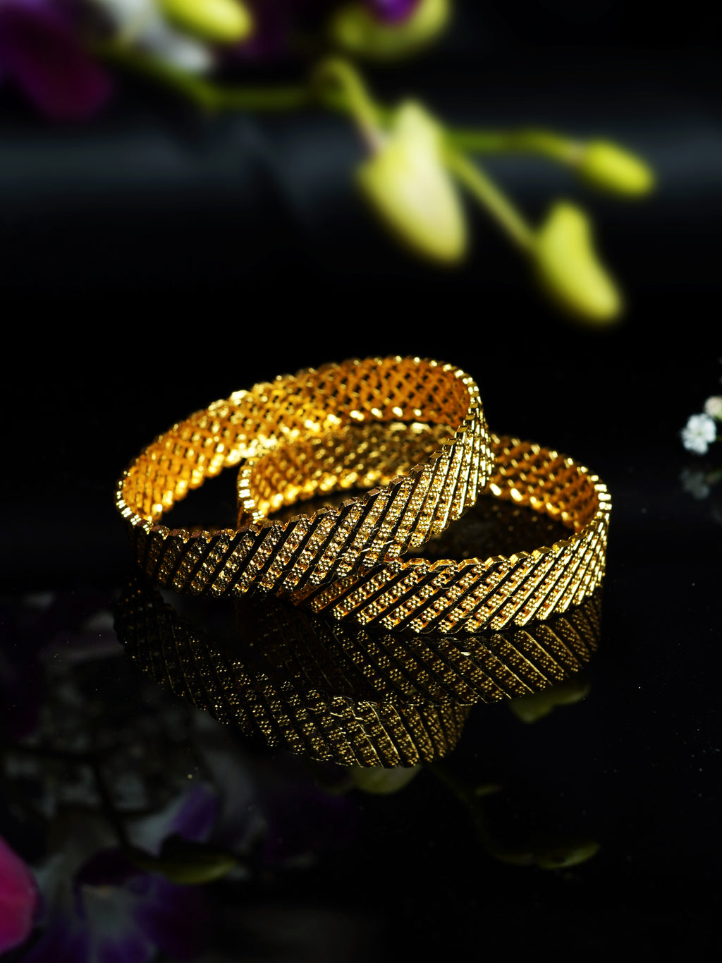Floral Cutwork Gold Bangle Set