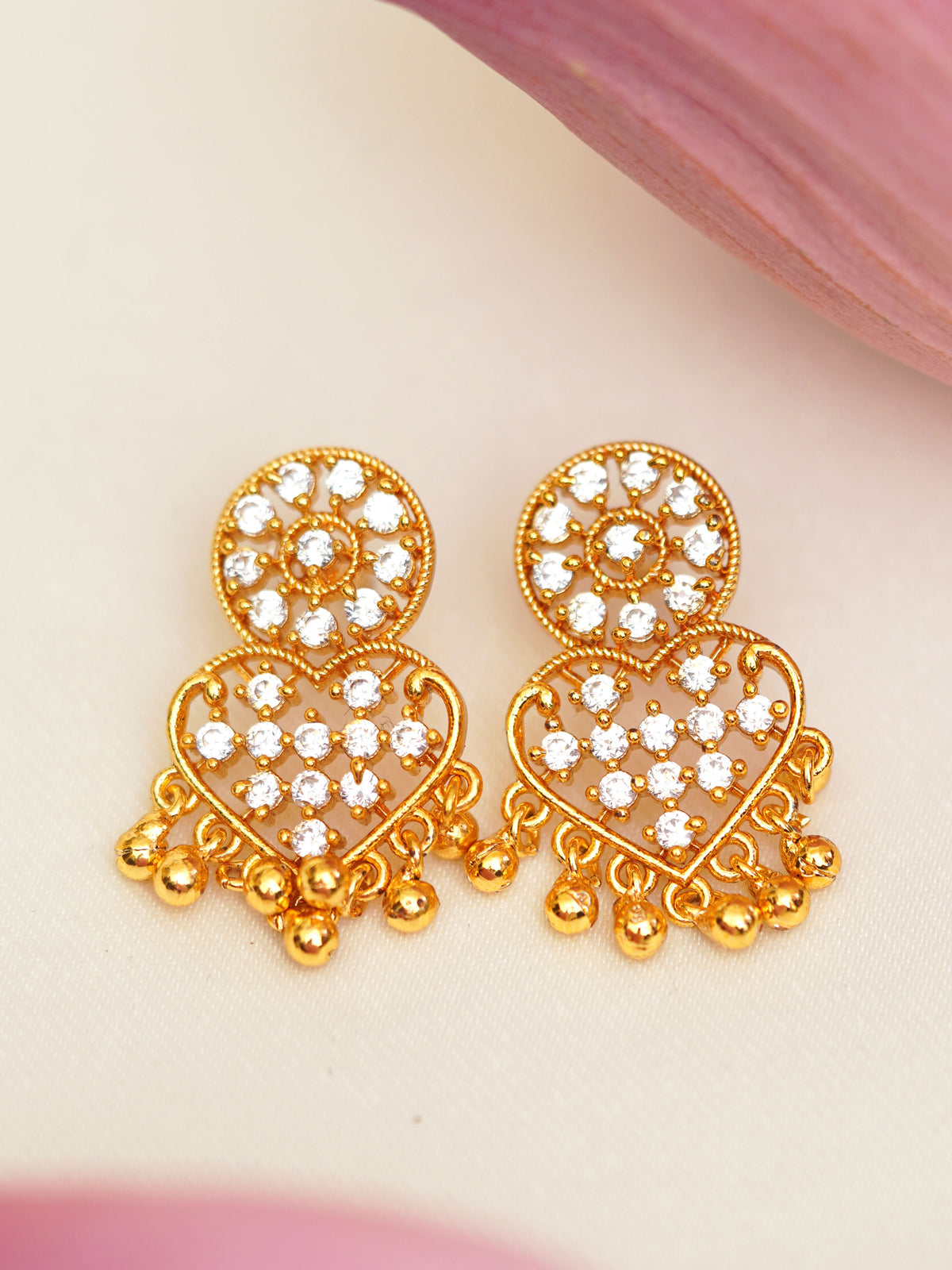 Crystal Heart Ghungroo Earrings