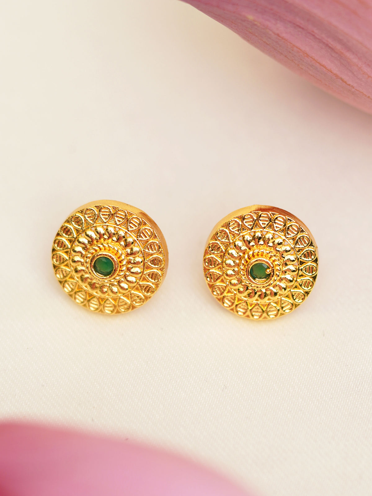 Green Heritage Mandala Stud Earrings