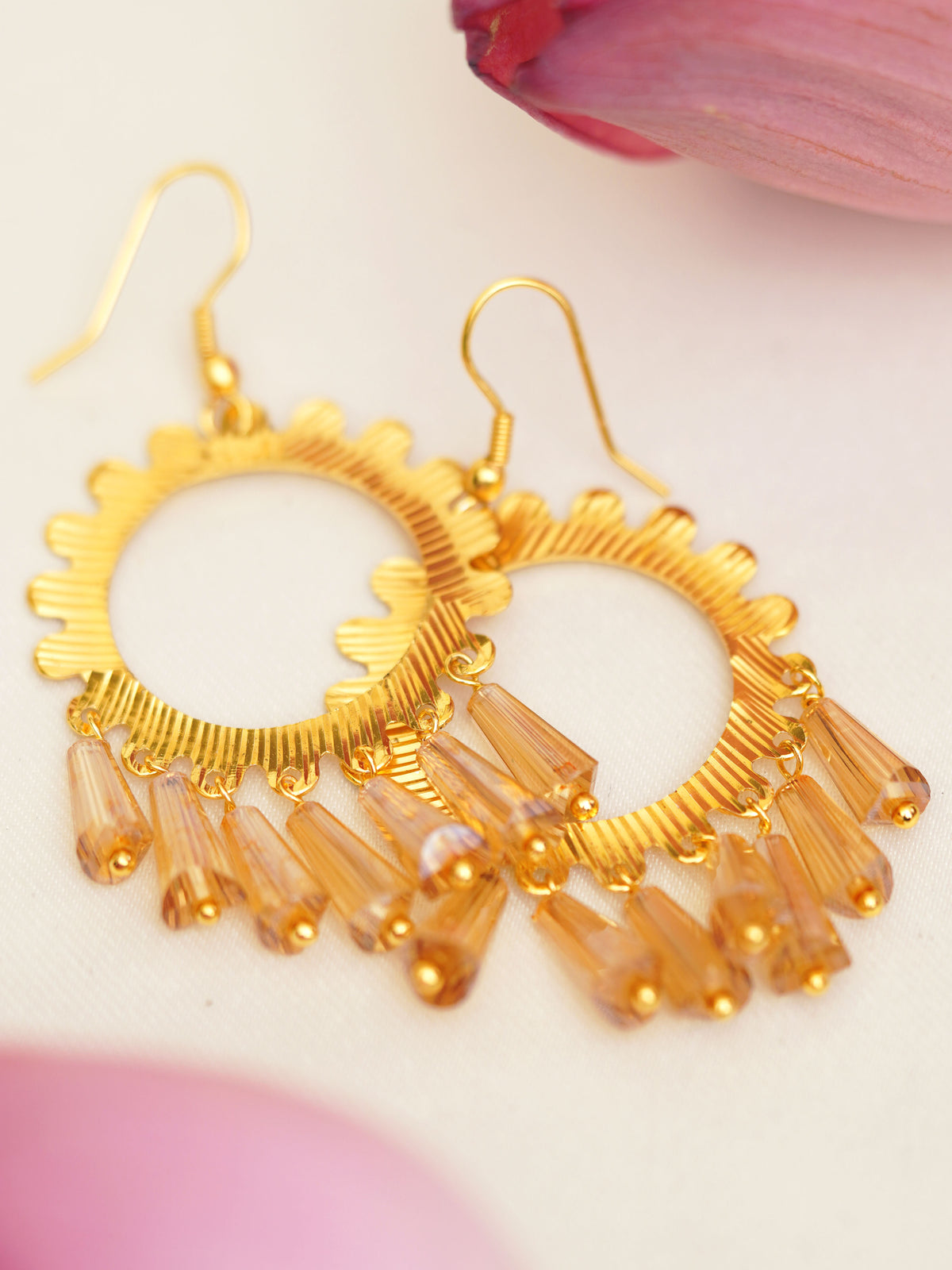 Champagne Sunray Fringe Earrings