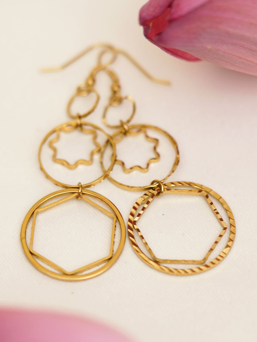 Golden Geometry Cascade Earrings