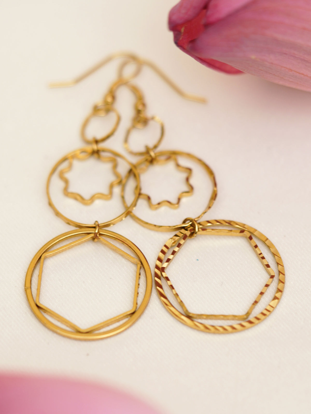 Golden Geometry Cascade Earrings