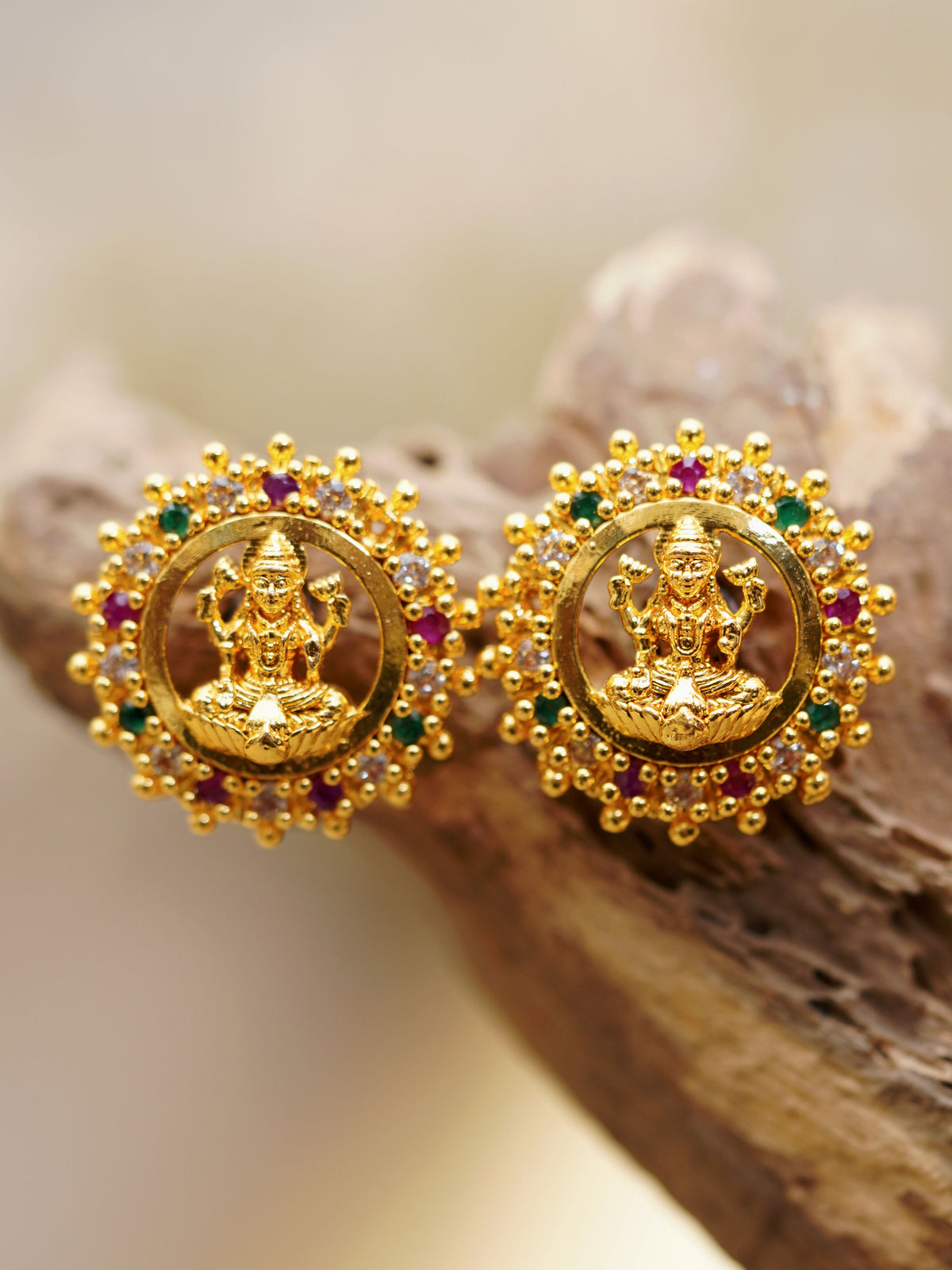 Divine Halo Temple Stud Earrings