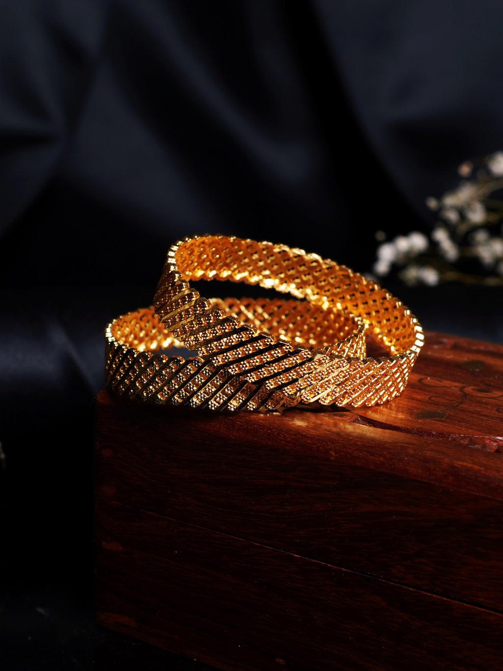 Floral Cutwork Gold Bangle Set