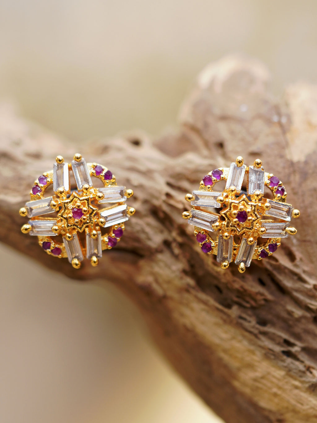 Geometric Baguette Stud Earrings