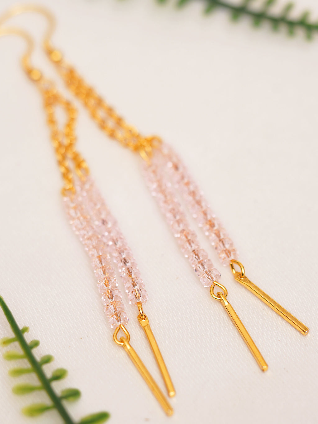 Blush Faceted Twin Strand Earrings
