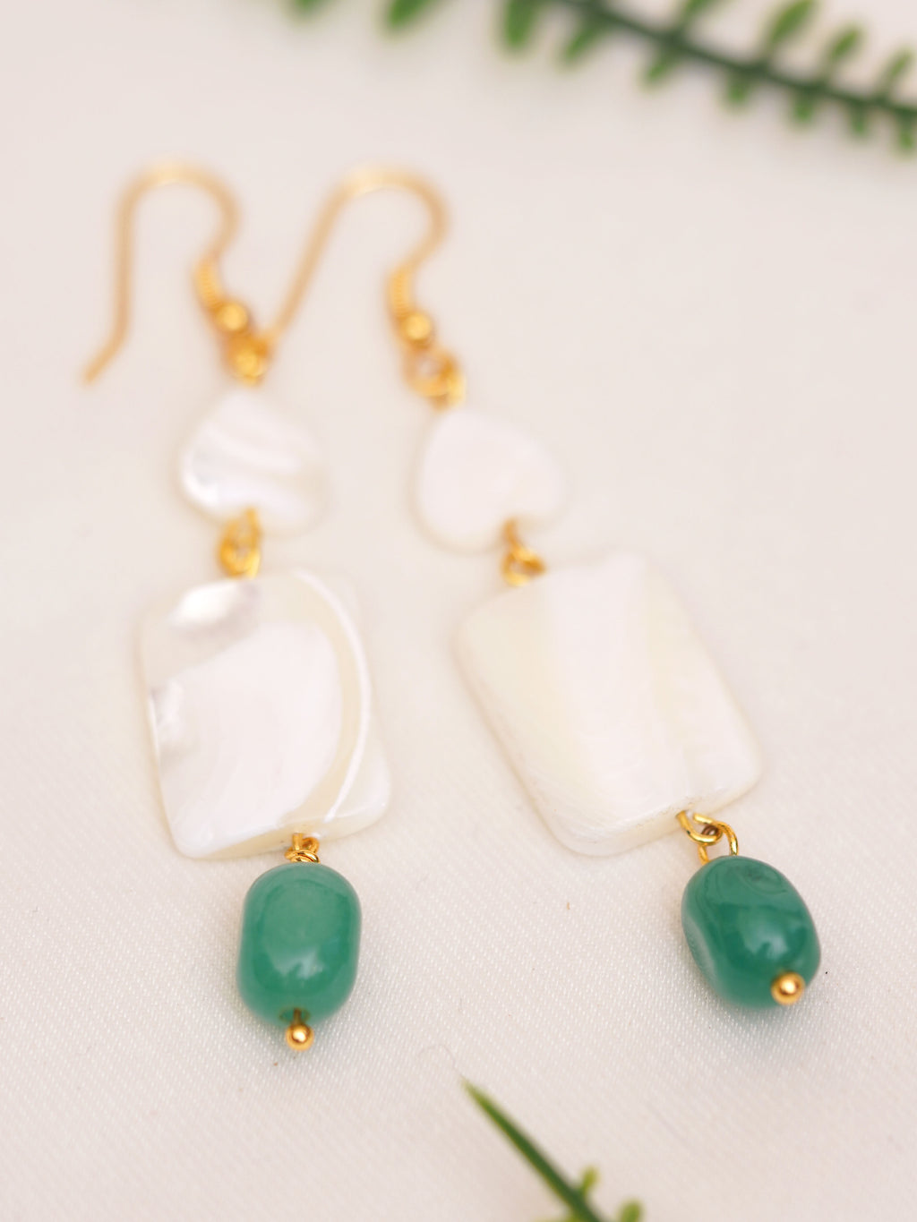 Ivory Aqua Bead Drop Earrings