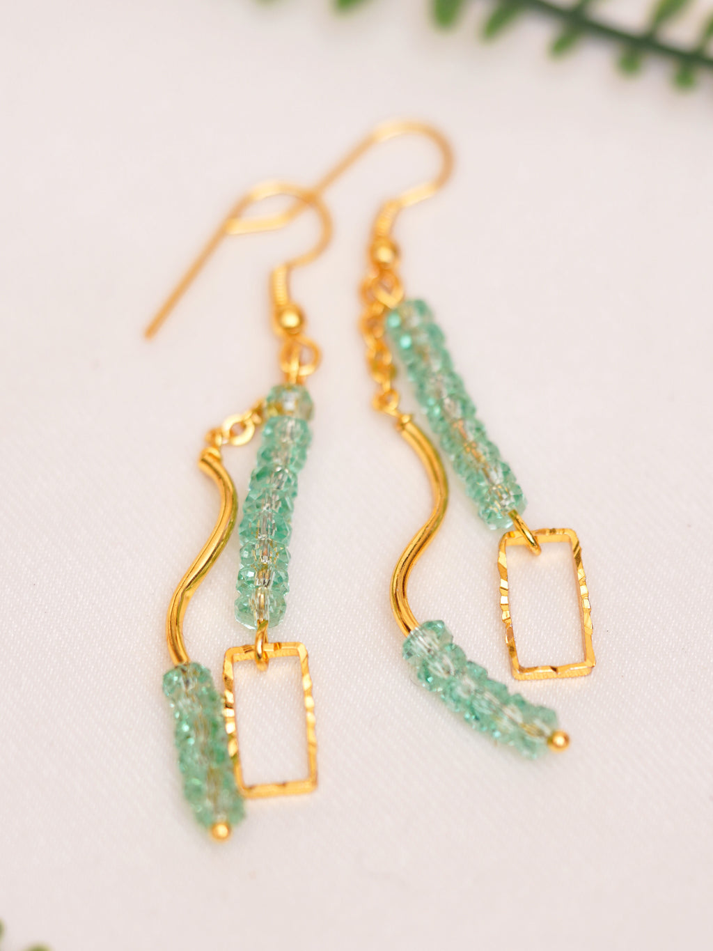 Seafoam Bead Abstract Drop Earrings