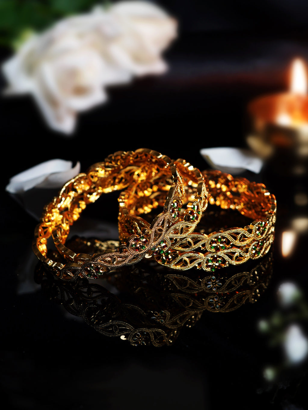 Meenakari Flower Jali Bangle Set