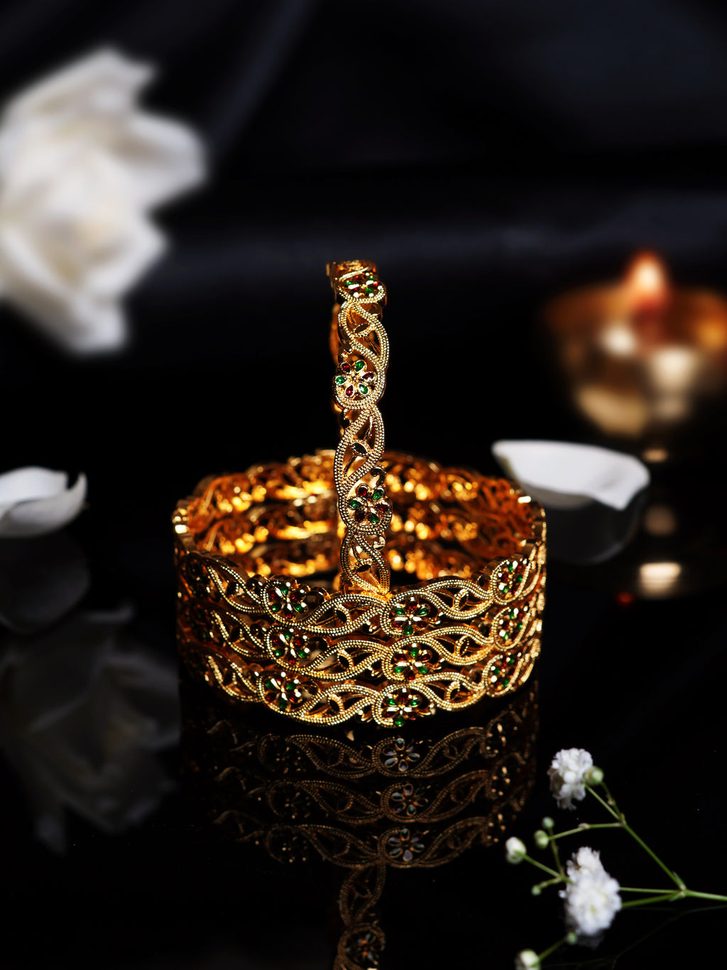 Meenakari Flower Jali Bangle Set