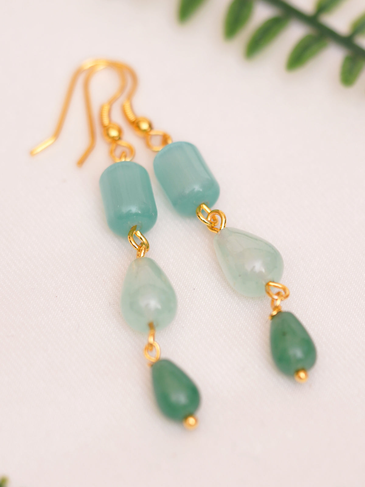 Sea Glass Green Triple Drop Earrings