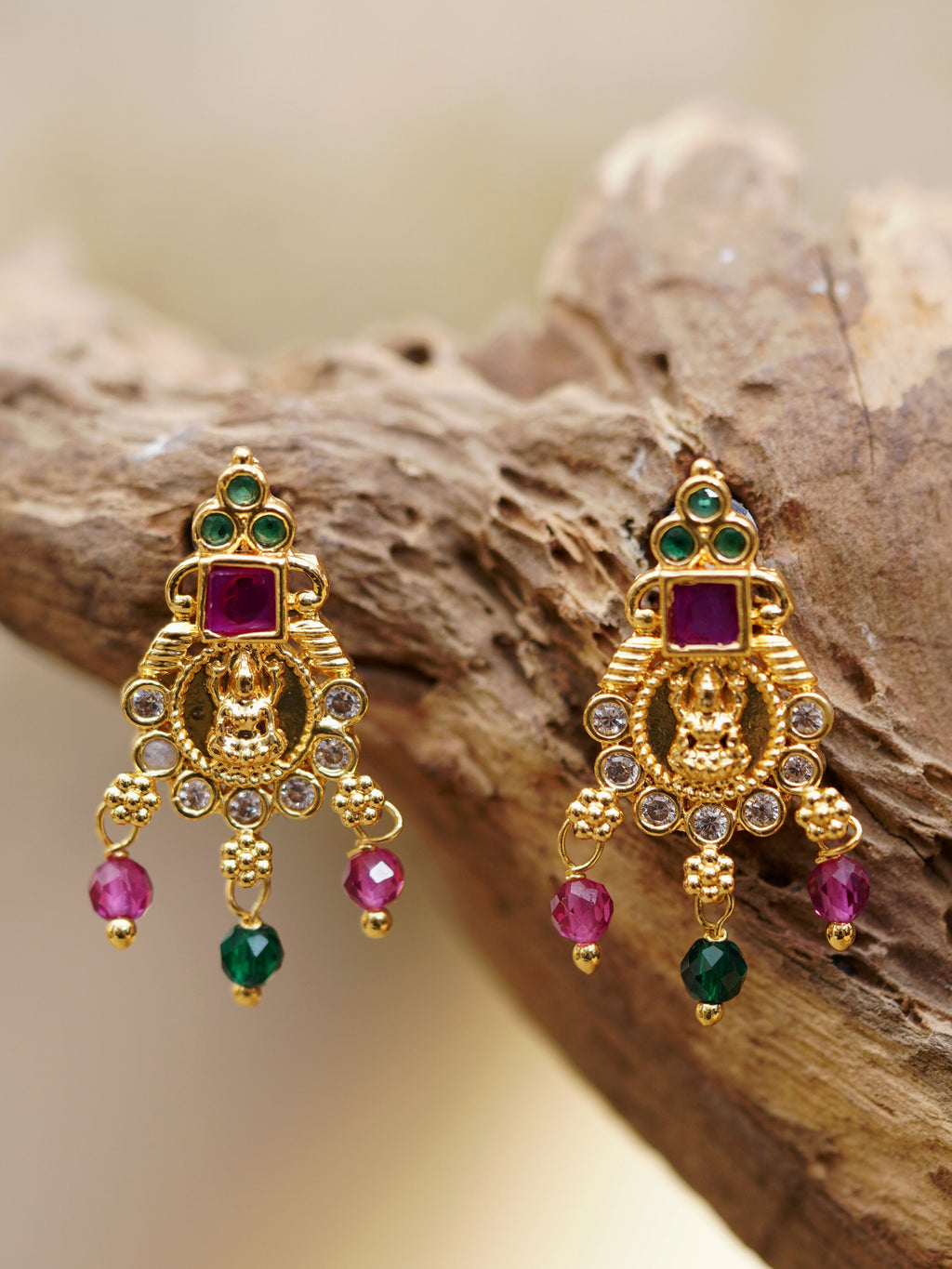 Temple Medallion Multicolour Drop Earrings