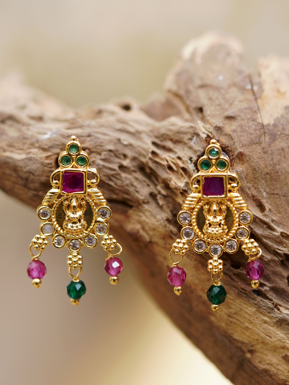 Temple Medallion Multicolour Drop Earrings