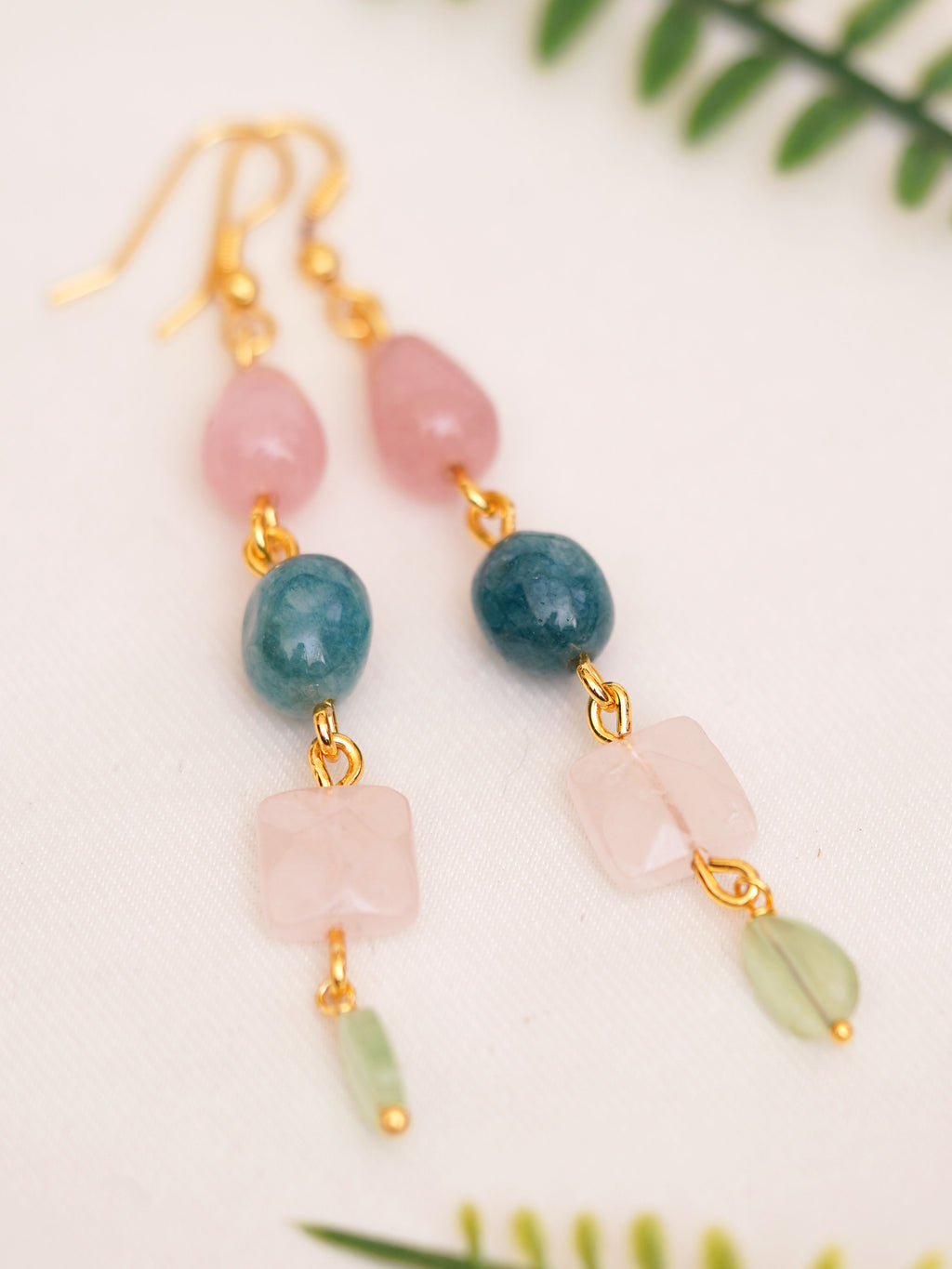 Pastel Sky Mixed Bead Drop Earrings