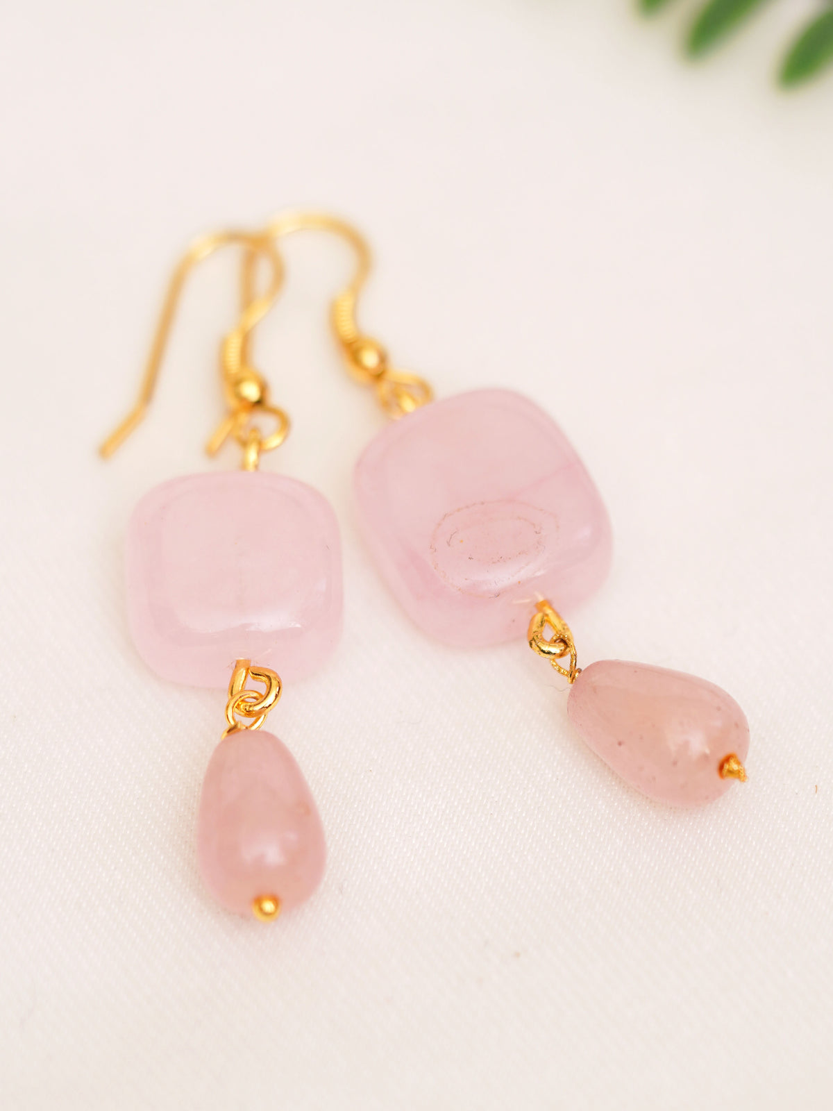 Blush Rose Quartz-Tone Natural Stone Earrings