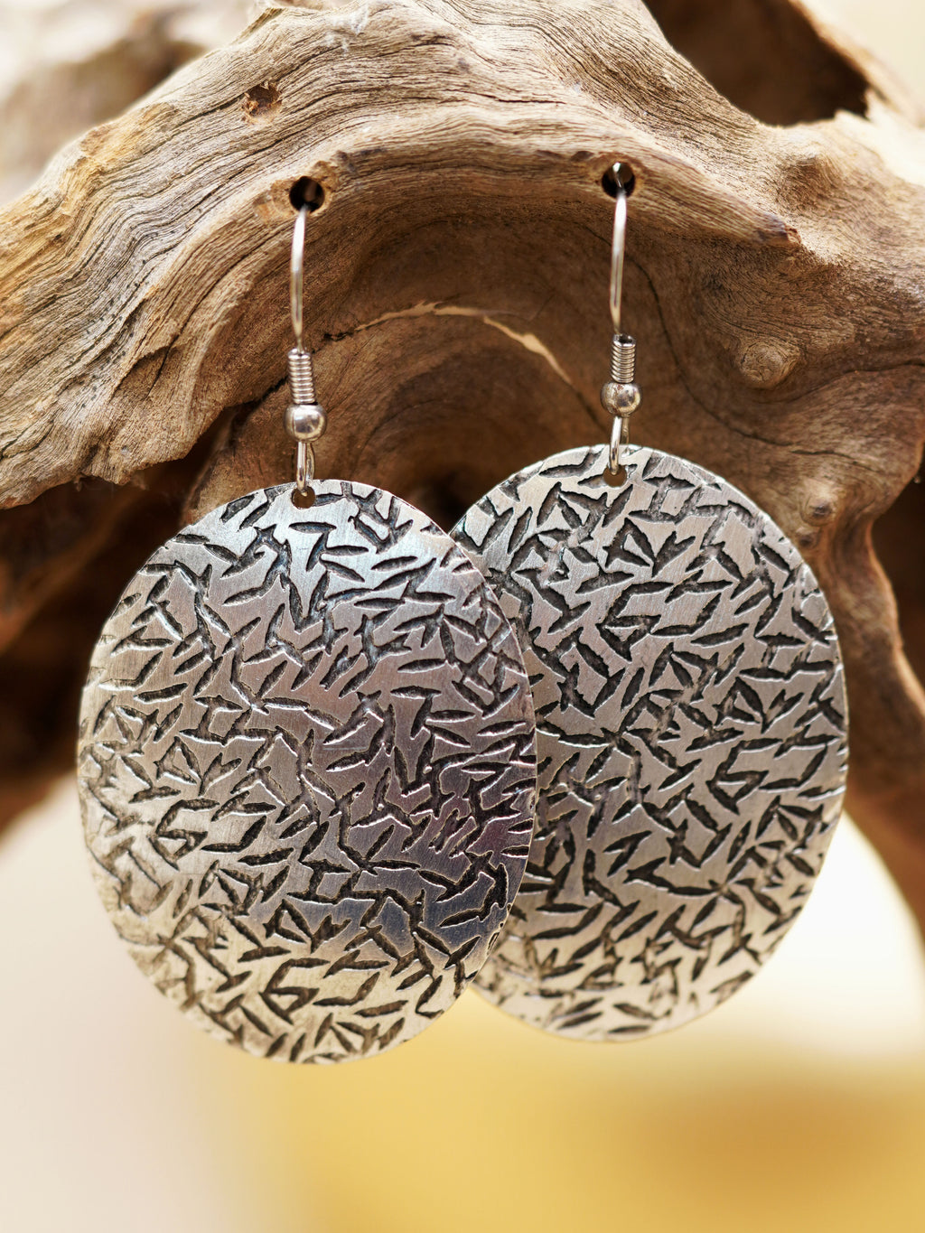 Hand-Textured Silver Disc Earrings