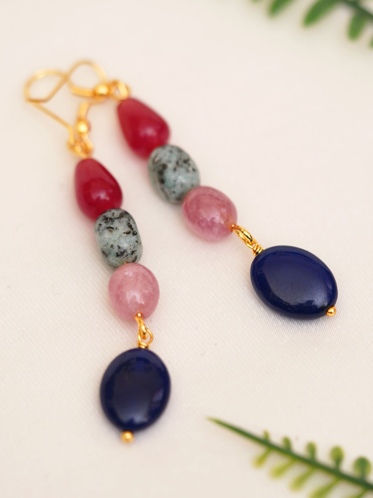 Fuchsia Indigo Colourblock Drop Earrings