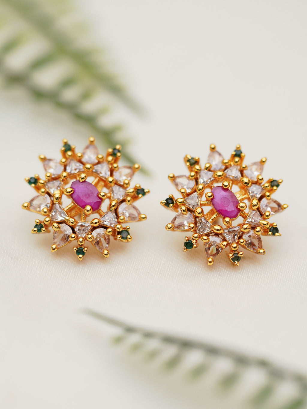Magenta Starburst Stud Earrings
