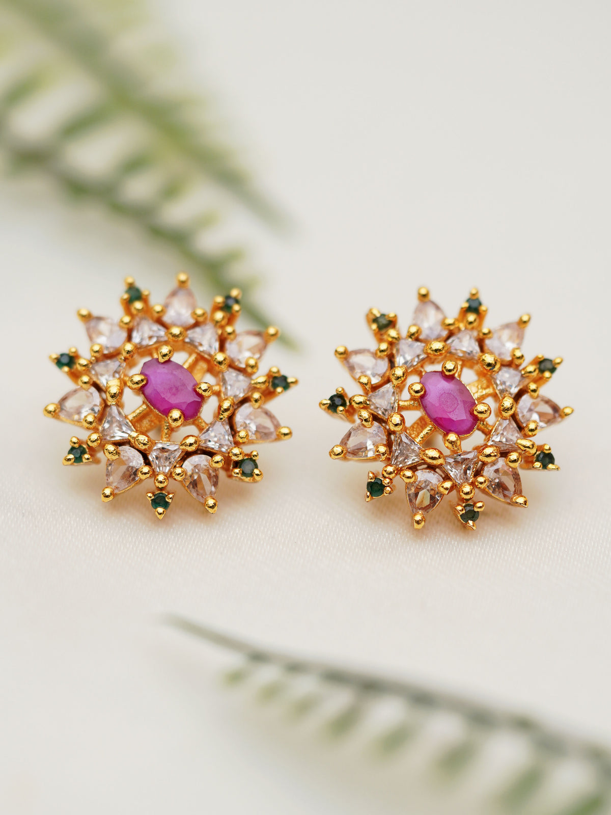 Magenta Starburst Stud Earrings