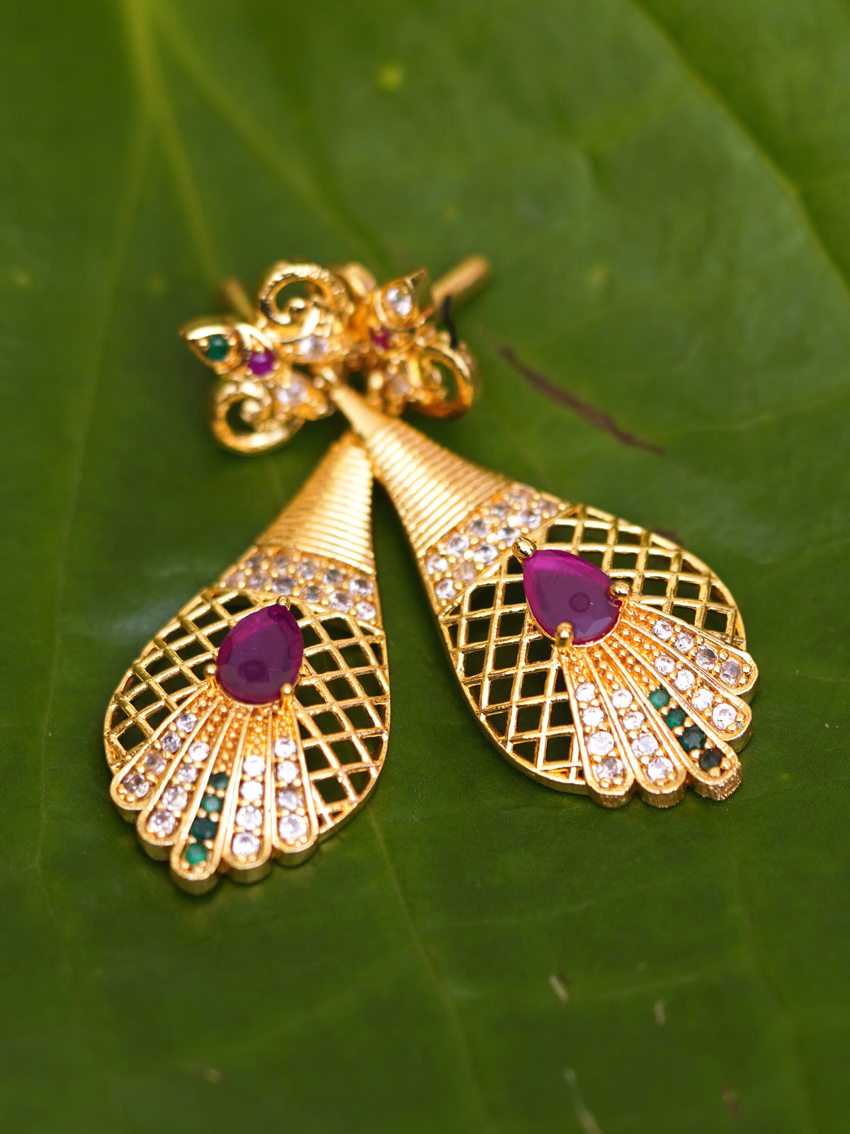 Fuchsia Lattice Teardrop Earrings