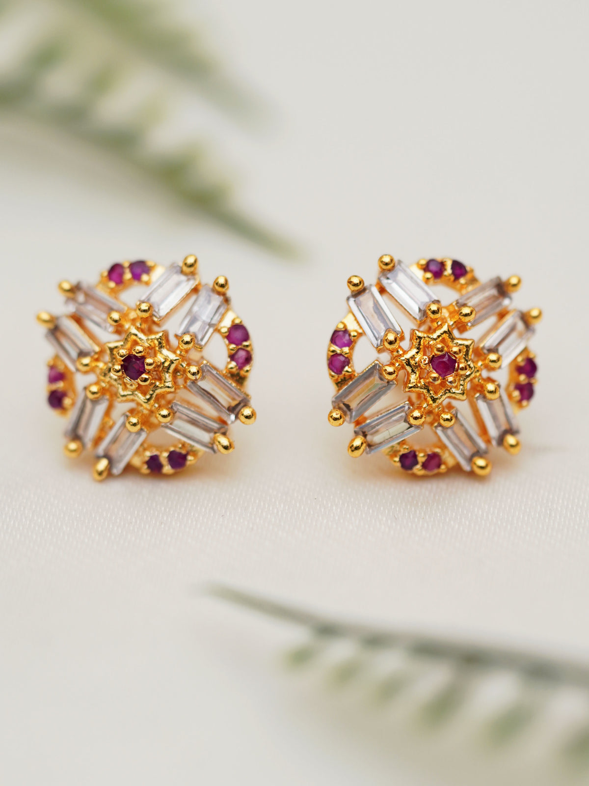 Geometric Baguette Stud Earrings