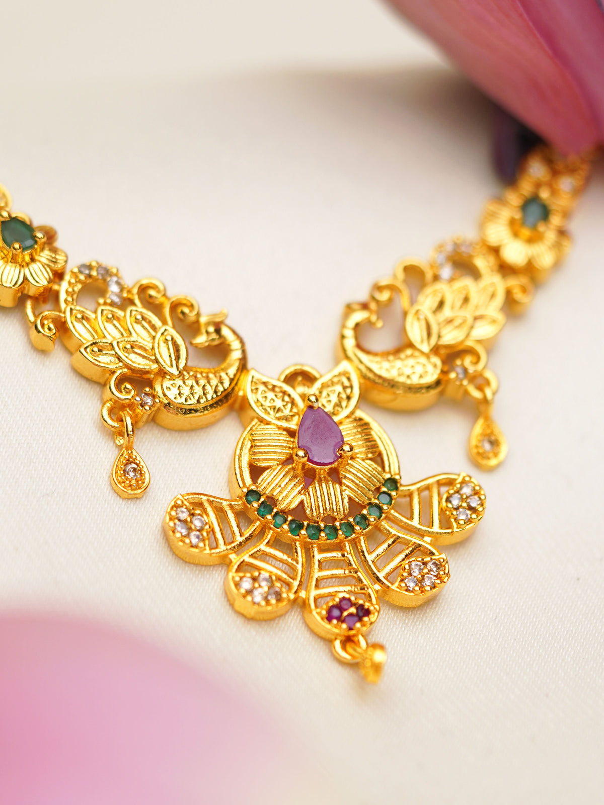 Peacock Bloom Green Accent Necklace