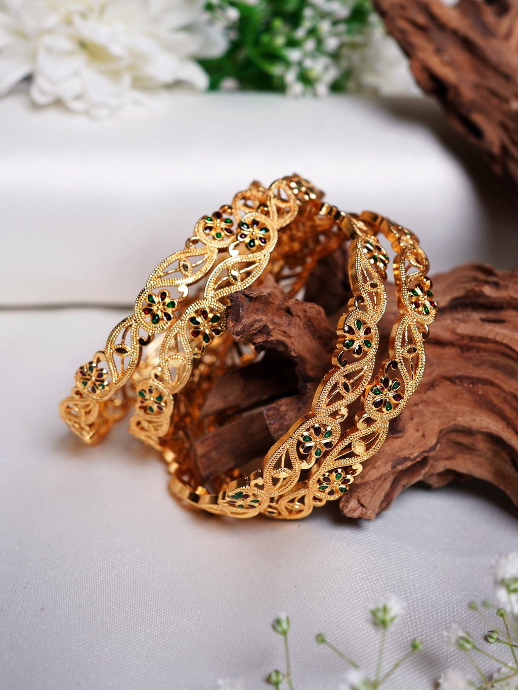 Multicolor Meenakari Floral Jali Bangle Set