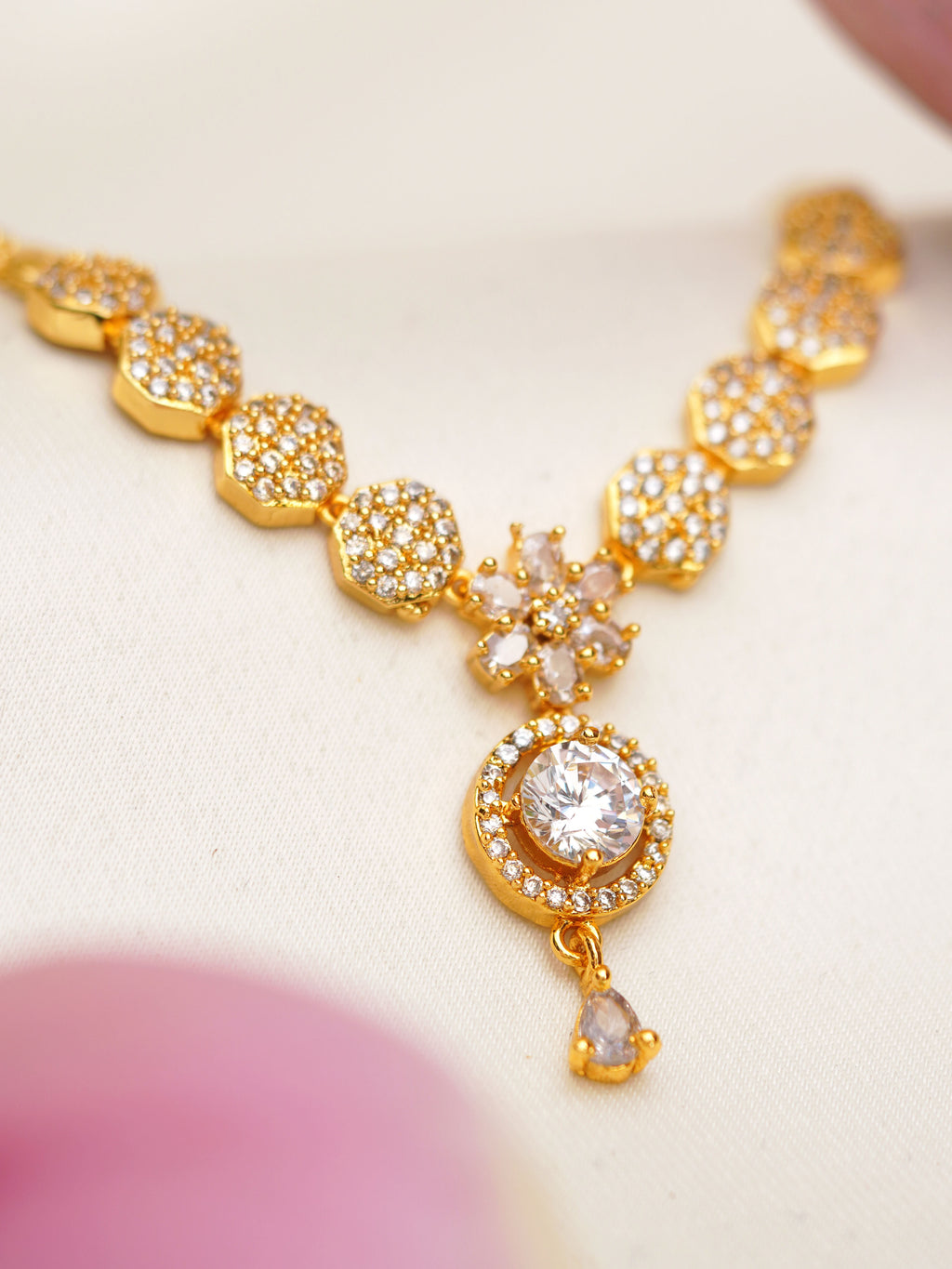Clear Bloom Drop Necklace