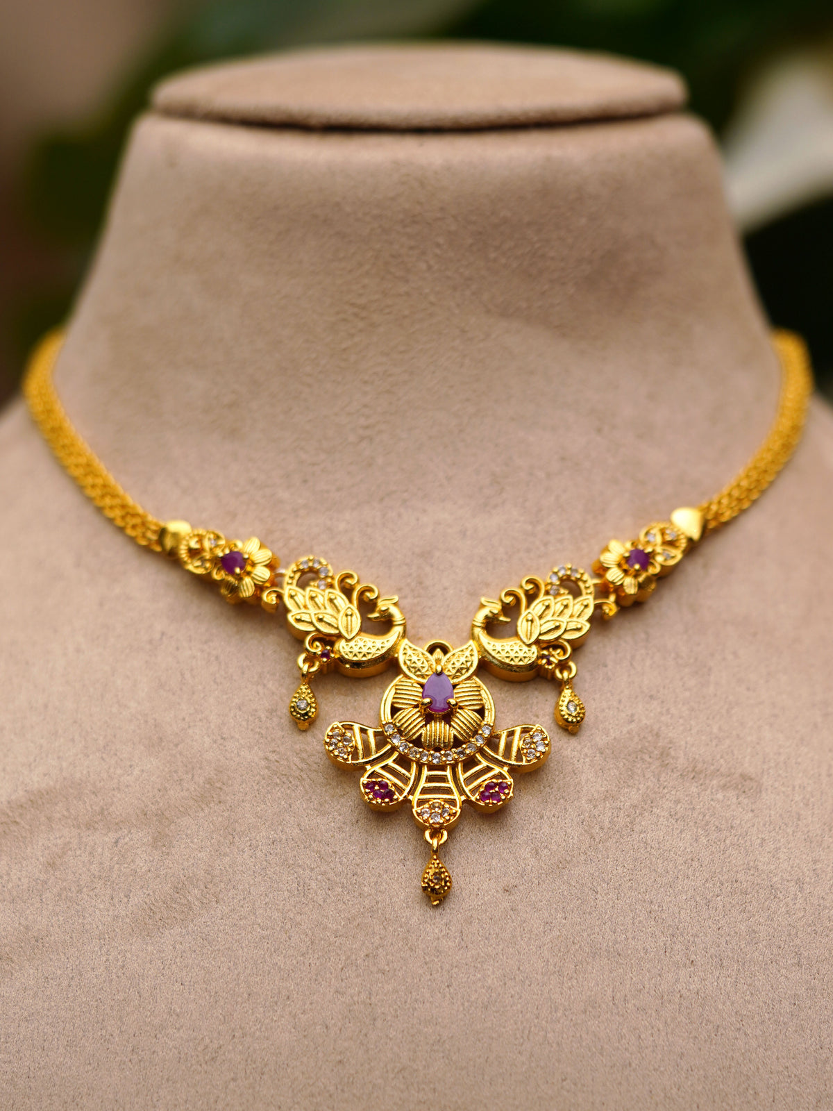 Peacock Bloom Pink Accent Necklace