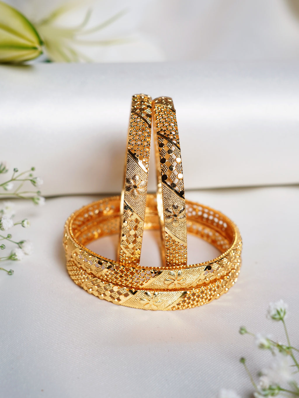 Floral Jali Gold Bangle Set