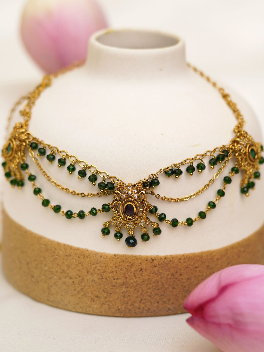 Forest Green Regal Drape Choker