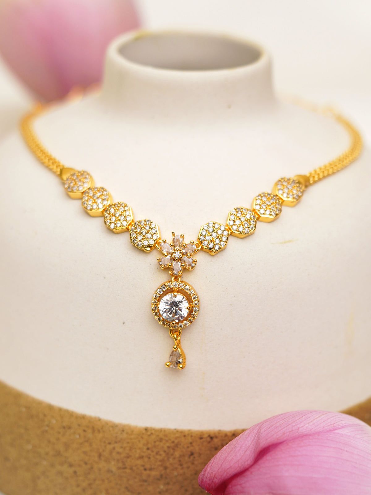 Clear Bloom Drop Necklace