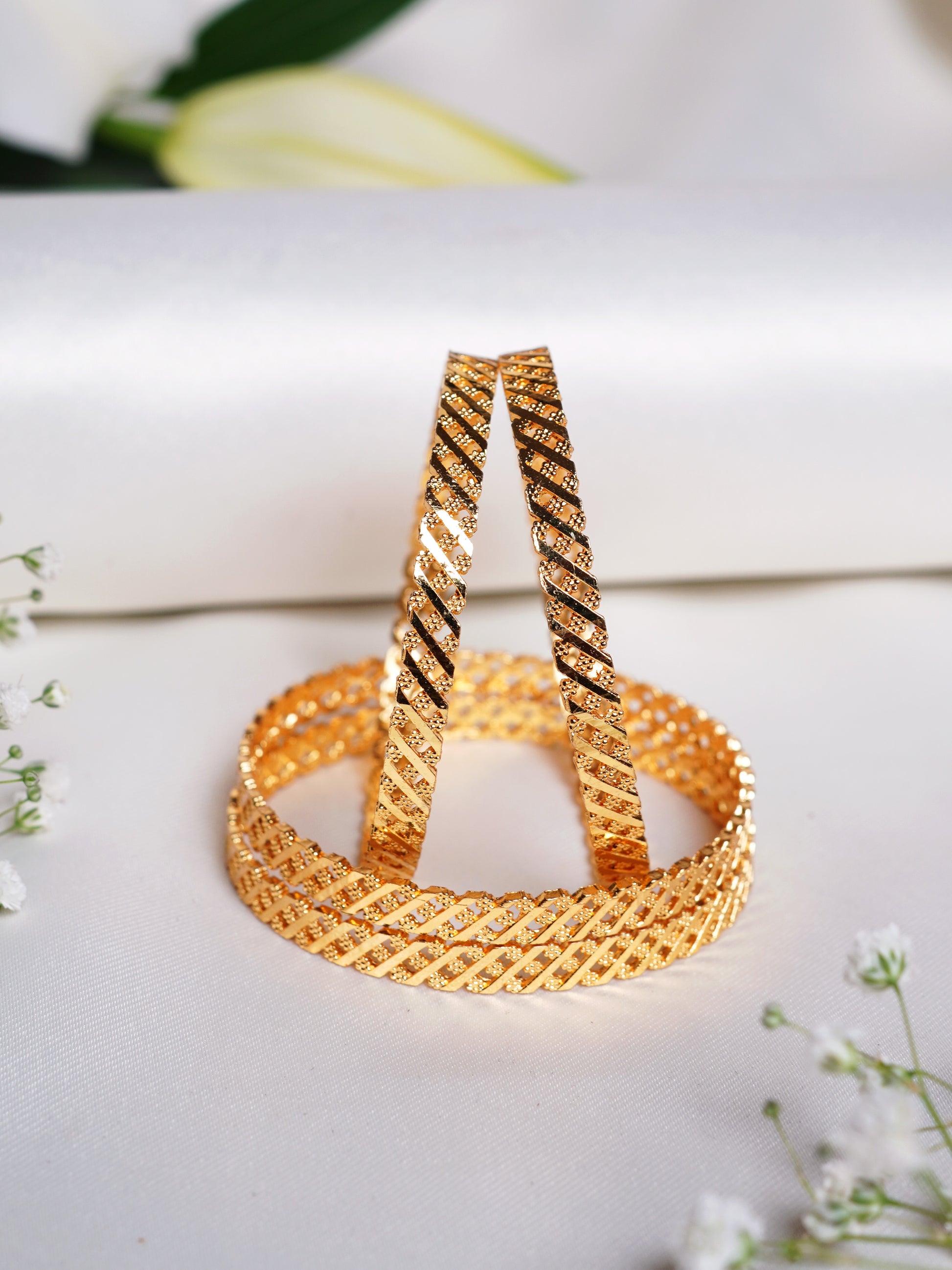 Twisted Jali Gold Bangle Set