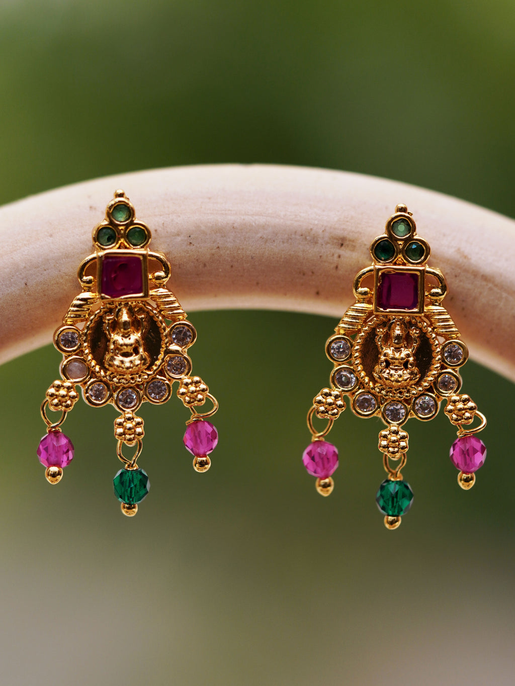 Temple Medallion Multicolour Drop Earrings