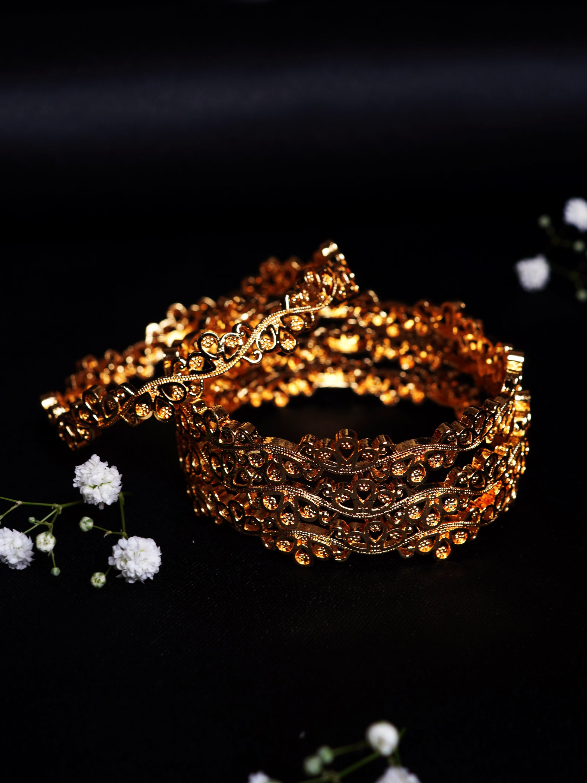 Stone Studded Drop Design Bangle Set