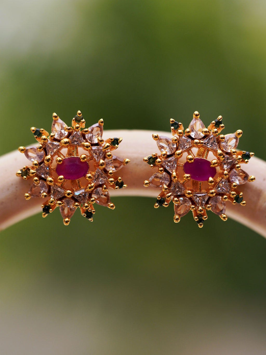 Magenta Starburst Stud Earrings