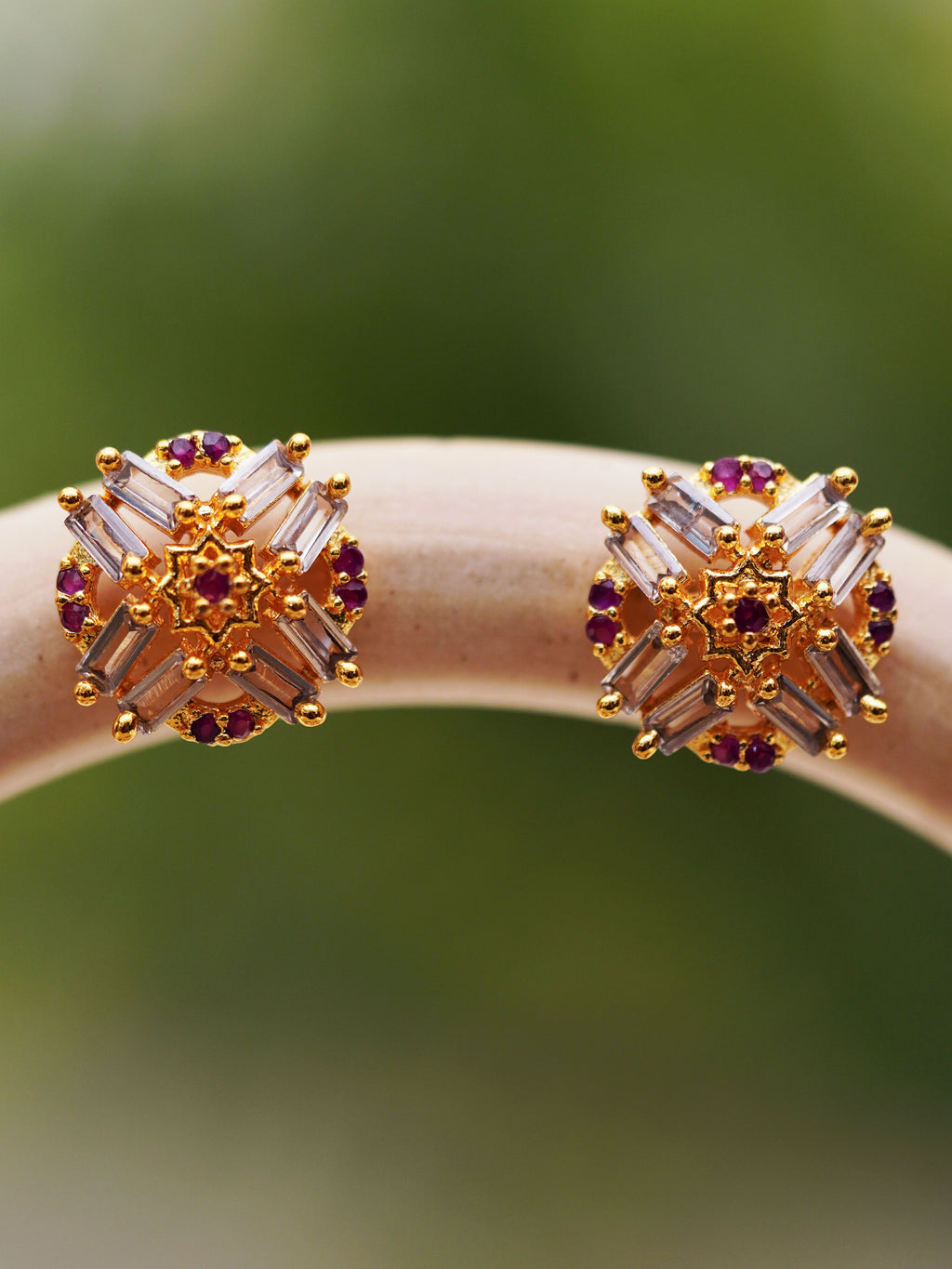 Geometric Baguette Stud Earrings
