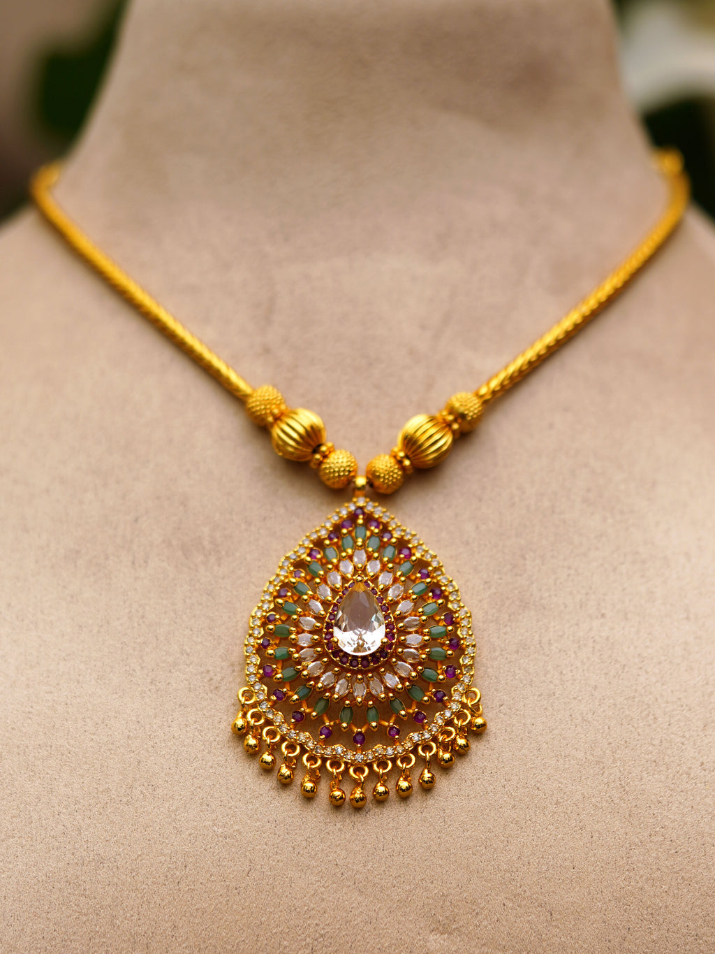 Multicolour Teardrop Halo Necklace