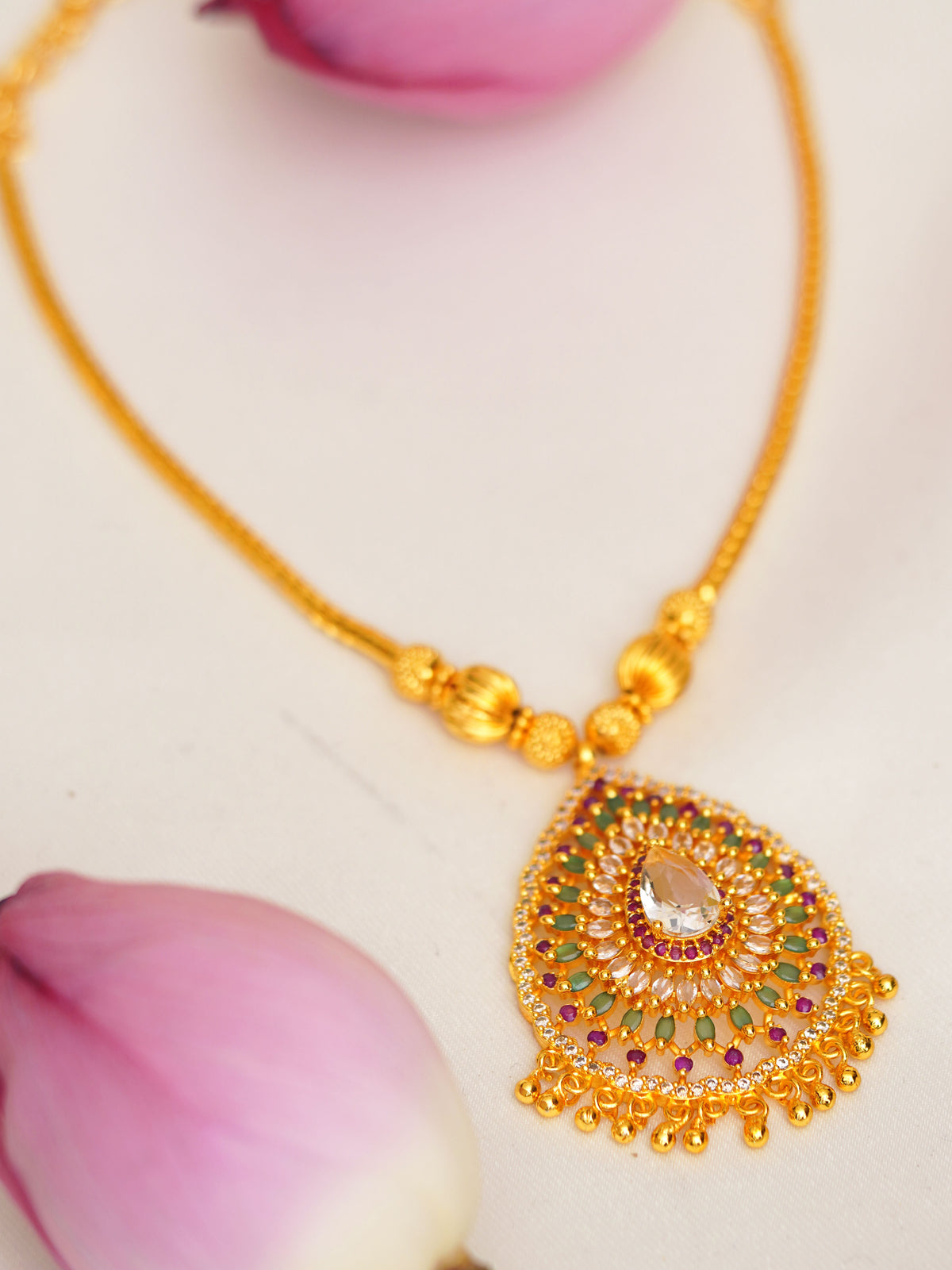 Multicolour Teardrop Halo Necklace