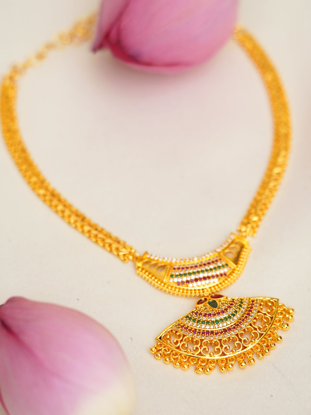 Multicolour Heritage Fan Pendant Necklace