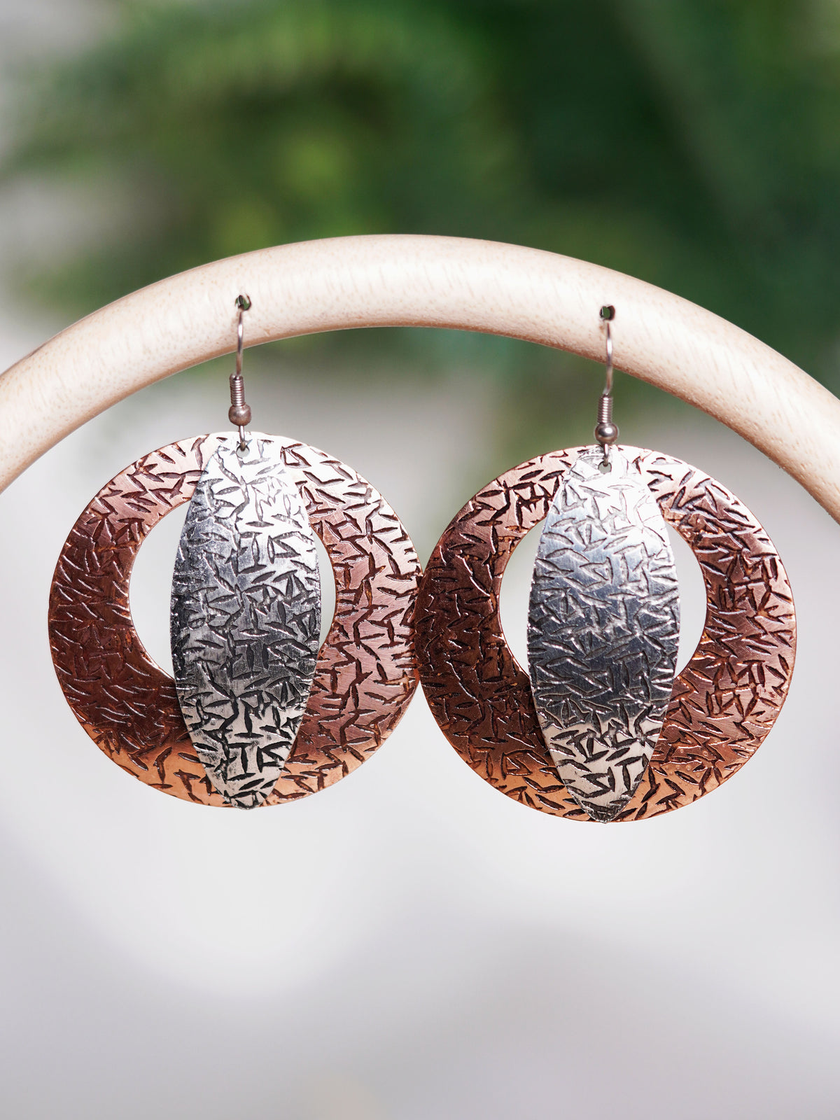 Dual-Tone Textured Orbit Earrings