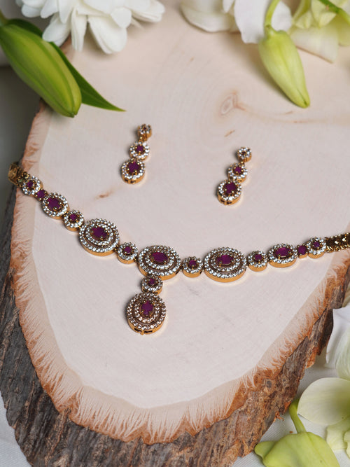 Blush Halo Crystal Necklace Set