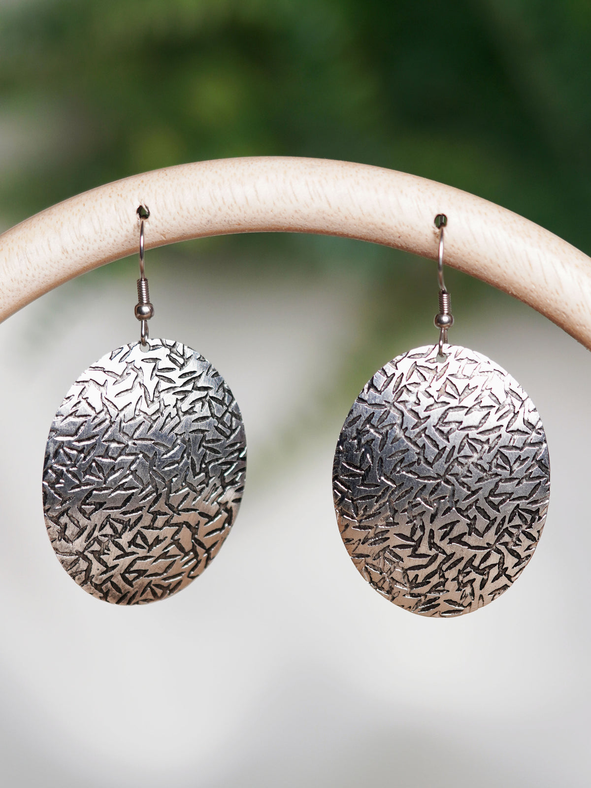 Hand-Textured Silver Disc Earrings