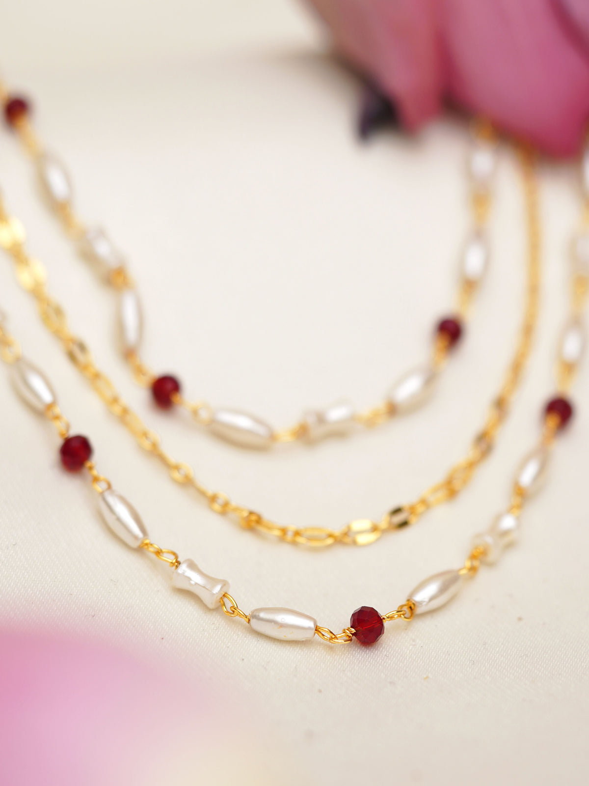 Crimson Ivory Layered Necklace