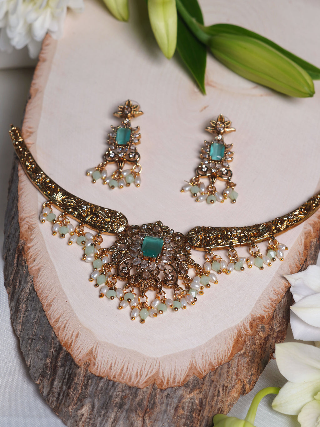 Mint Heritage Kundan Necklace Set