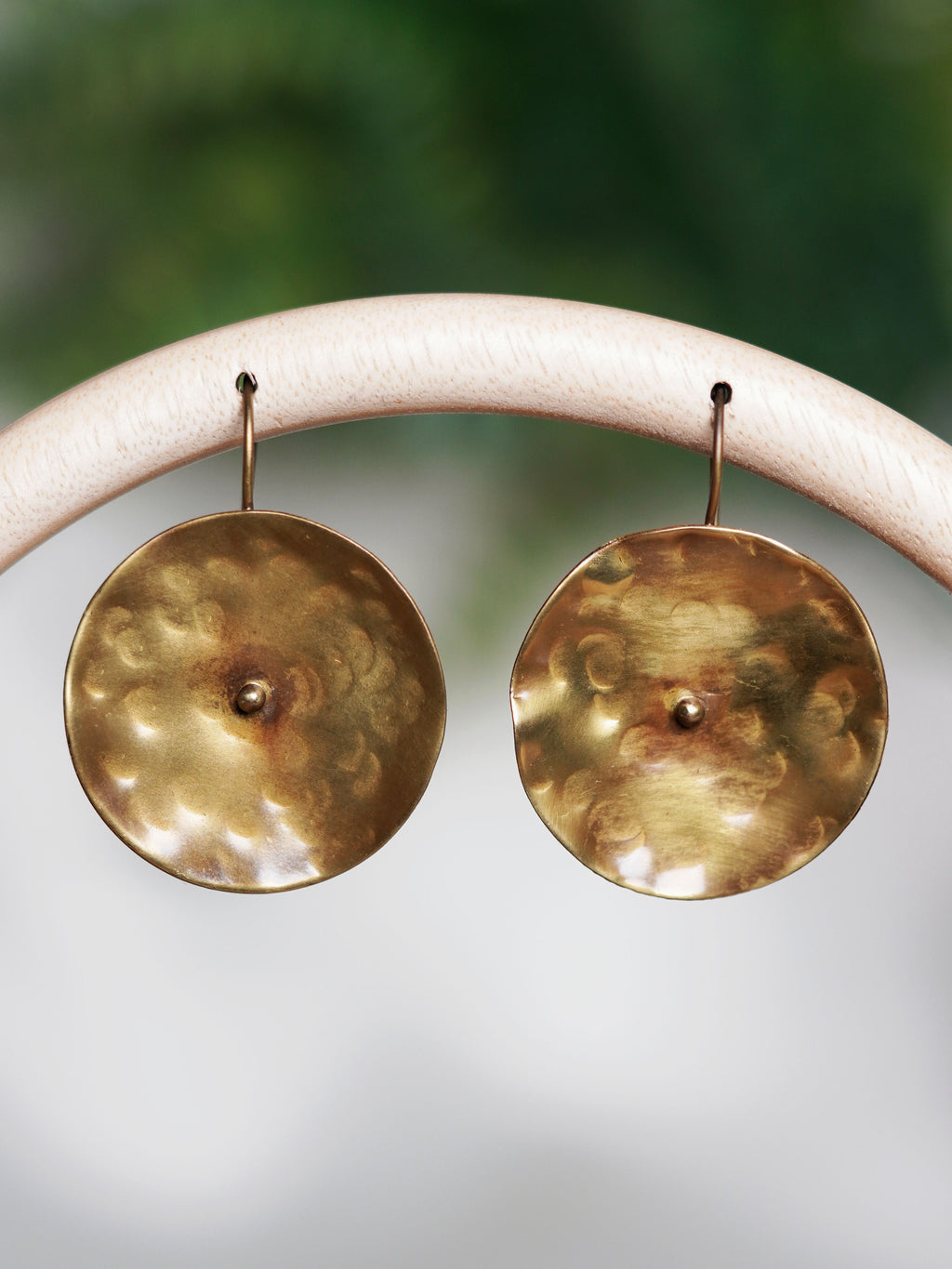 Hand-Hammered Golden Disc Earrings
