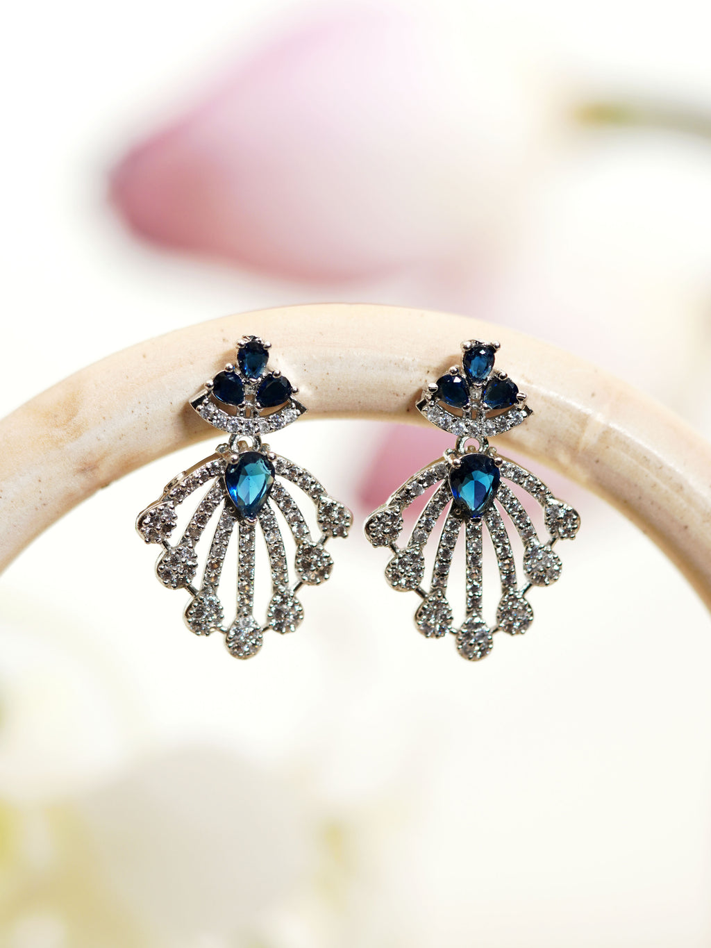 Midnight Blue Petal Cascade Necklace Set