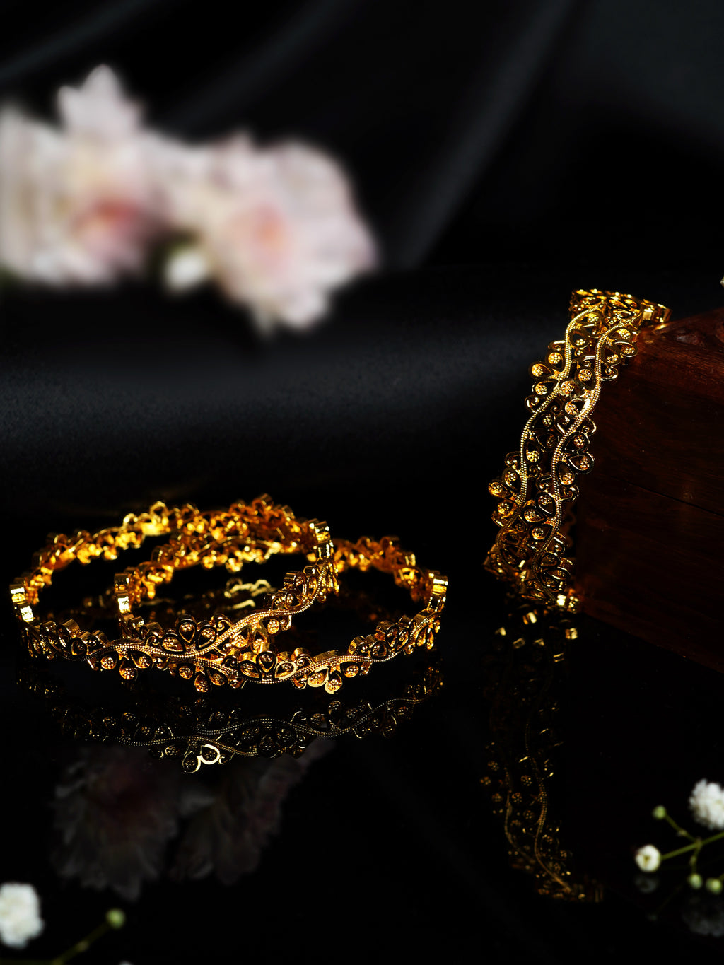 Stone Studded Drop Design Bangle Set