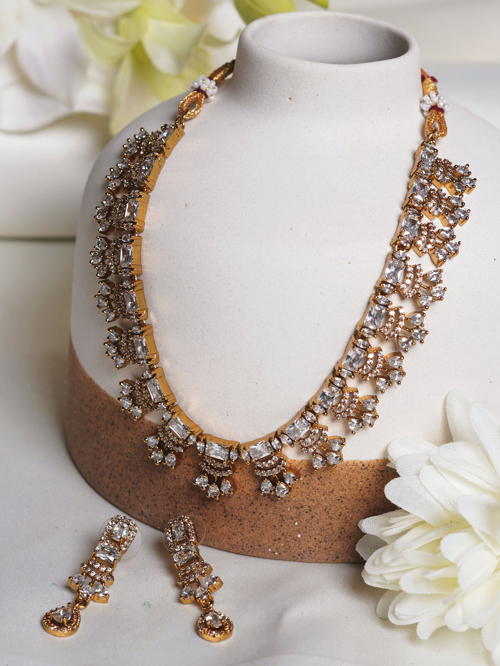 Regal Cascade Crystal Statement Necklace Set